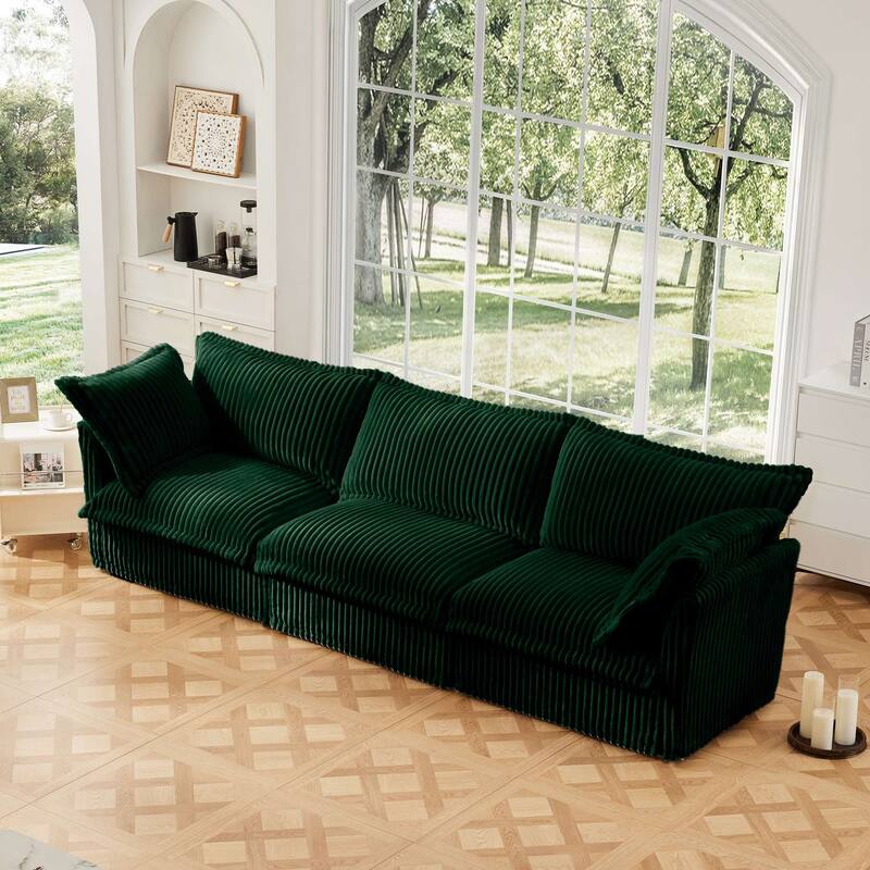 Modern 3 Seater Upholstered Sofa with 2 Pillows