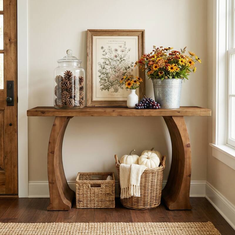 63" Farmhouse Console Table for Living Room - Vintage Brown