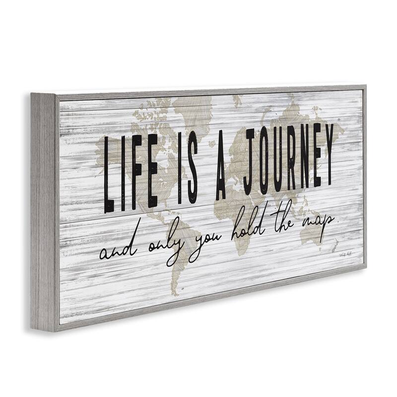 Stupell Life Is a Journey Rustic World Map Framed Wall Art, Design by Cindy Jacobs - Grey