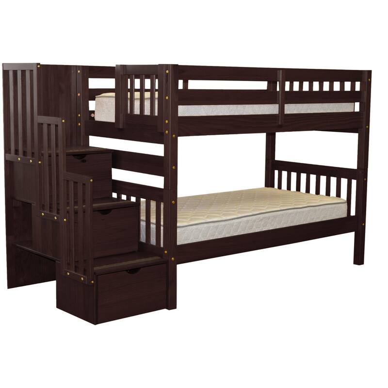 Taylor & Olive Trillium Twin over Twin Stairway Bunk Bed, 3 Steps
