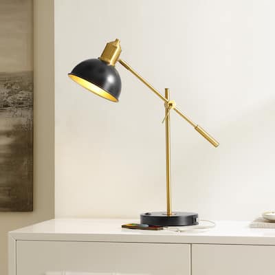 SAFAVIEH Lighting Katyusha 24-inch Adjustable Desk Task Table Lamp with Usb Charging Port (LED Bulb Included) - 23Wx8Dx24H