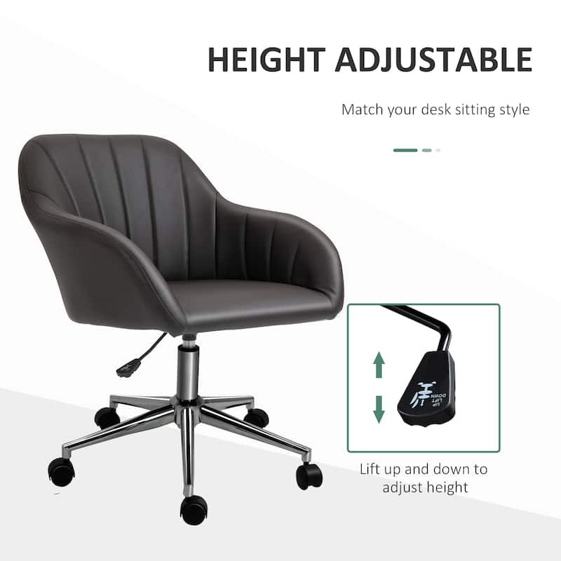 Vinsetto Mid Back Home Office Chair Computer Desk Chair with PU Leather, Adjustable Height, Swivel Wheels for Study, Bedroom