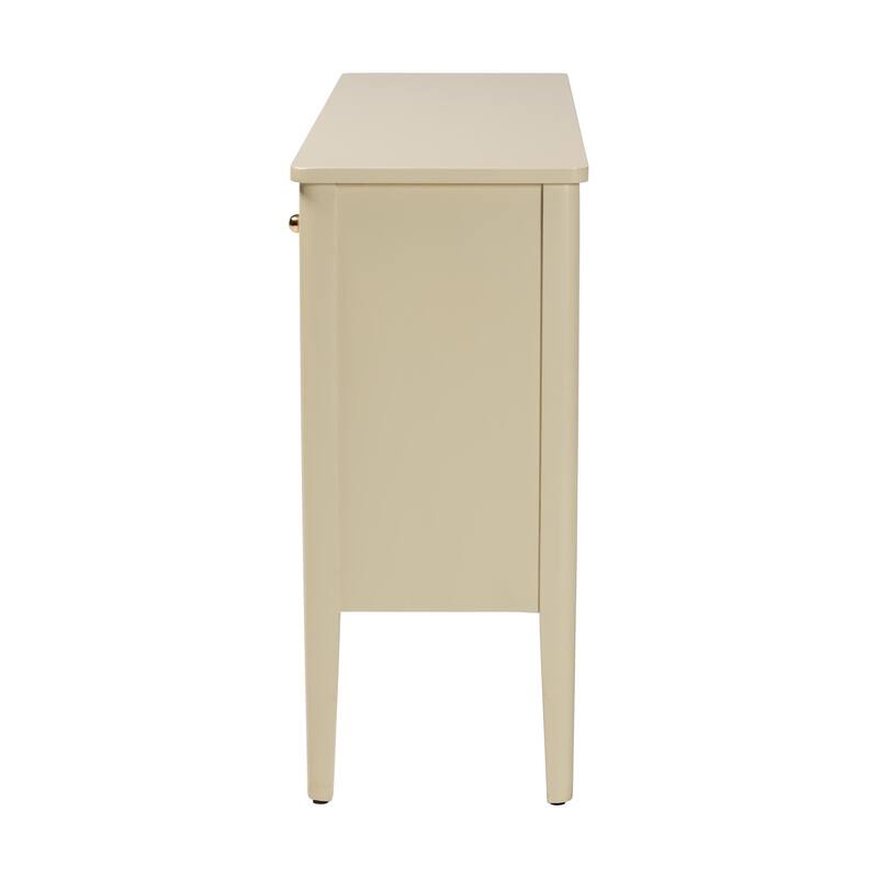 Leeba Sideboard - Modern Storage Buffet Console with Fluted Wood and Scalloped Molding for Kitchen or Dining Room