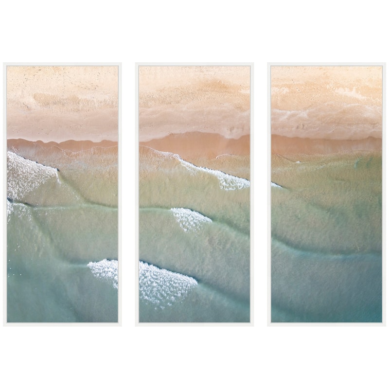 Kate and Laurel Layers of Water 3 Piece Framed Canvas Wall Art Set by Emiko and Mark Franzen F2 Images - 3 Piece Set 18x40