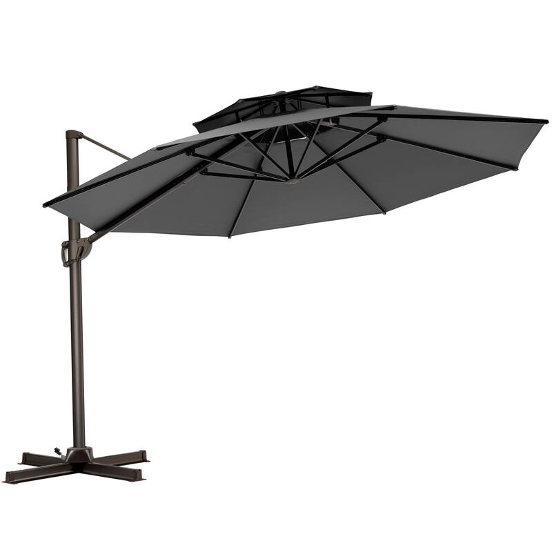 Outdoor Round Double Top Patio Cantilever Umbrella, Base Not Included