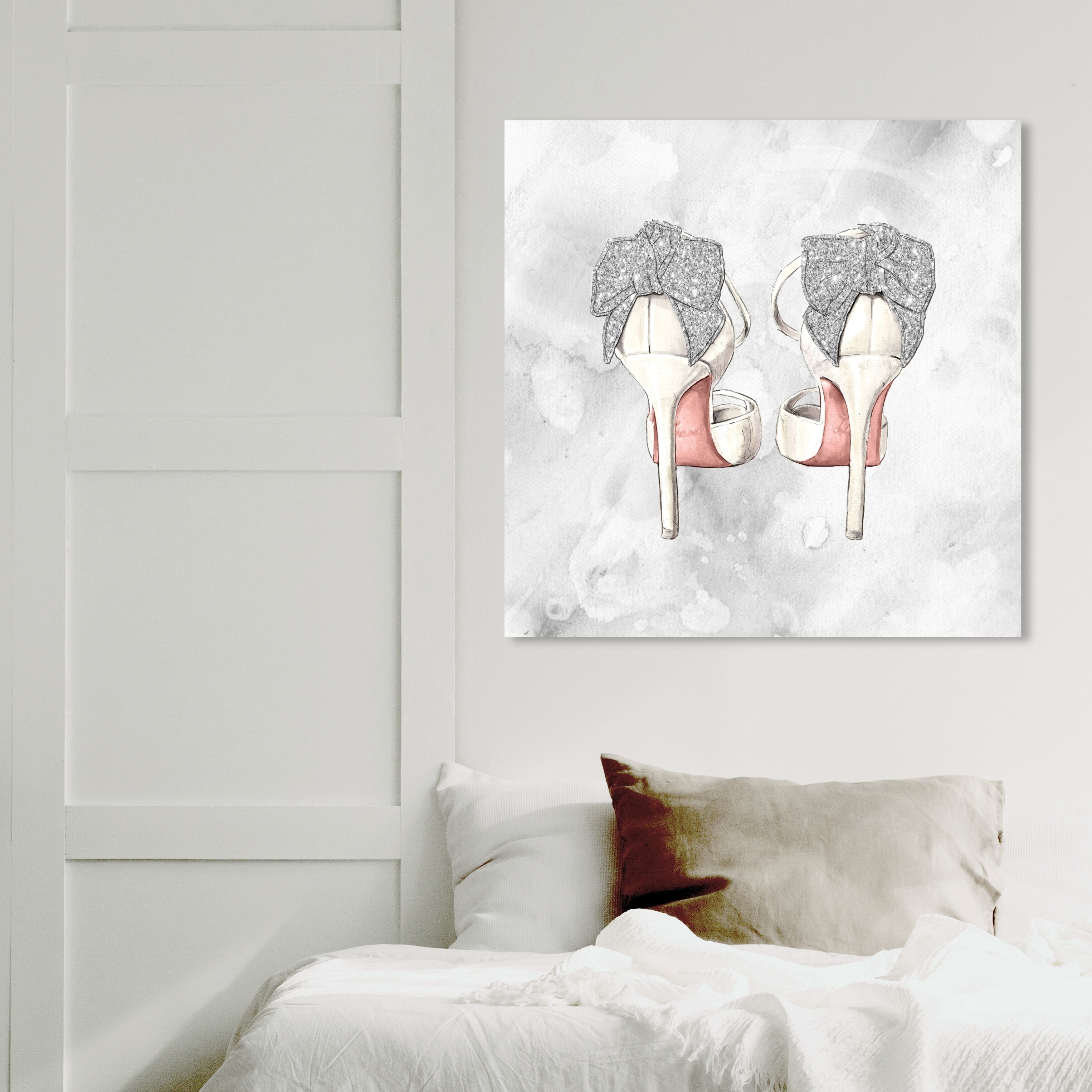 Oliver Gal 'Classic Pink Shoes Stitched Art' Fashion and Glam Wall