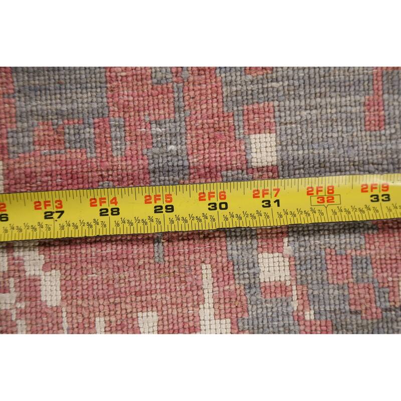 Wool/ Silk Vegetable Dye Abstract Oriental Runner Rug Hand-knotted - 3'1" x 12'2"