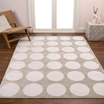 JONATHAN Y Damon Modern Geometric Circle Dot High-Low Area Rug