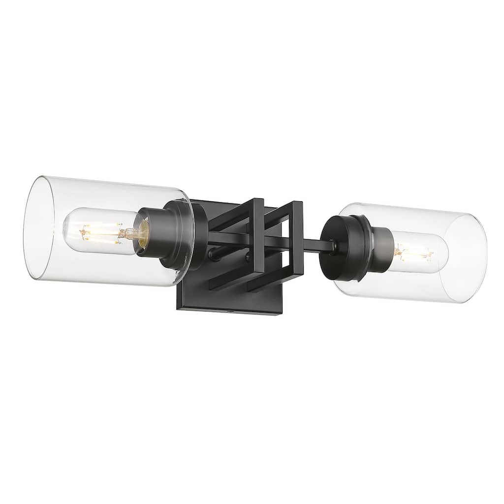 Golden Lighting Tribeca 2-light Wall Sconce in Matte Black - Matte Black with Matte Black - Matte Black with Matte Black