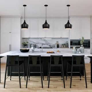 1-Light Matte Black and Brushed Nickel Pendant With Metal Shade