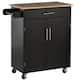 HOMCOM Kitchen Island Cart Rolling Trolley Cart with Drawer, Storage Cabinet & Towel Rack - Black
