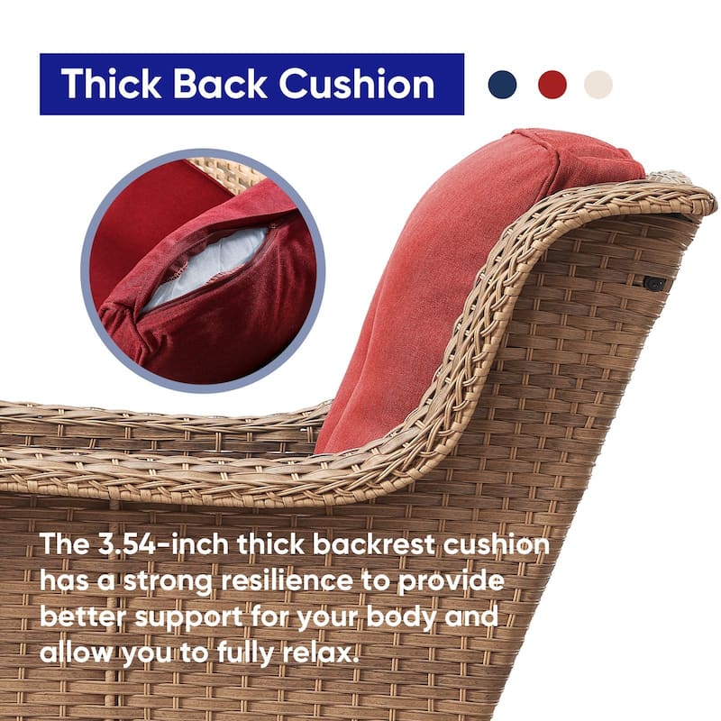 Gymojoy 3-Piece Outdoor Wicker Patio Furniture Chair Set, Rattan Coversation Set with Water Resistant Thick Cushions