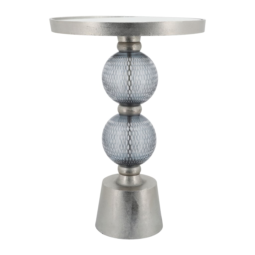 Metal, 22"h Orb Side Table, Mirror Top, Gry, brnz 22.0"H - 16.0" x 16.0" x 22.0"