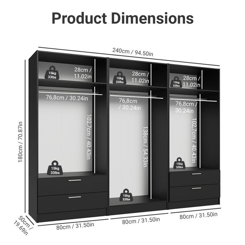 MADESA 6 Doors 4 Drawers Wardrobe Set Bedroom Storage Cabinet