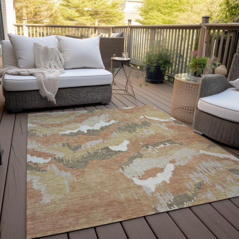 Machine Washable Indoor/ Outdoor Chantille Ombre Abstract Rug