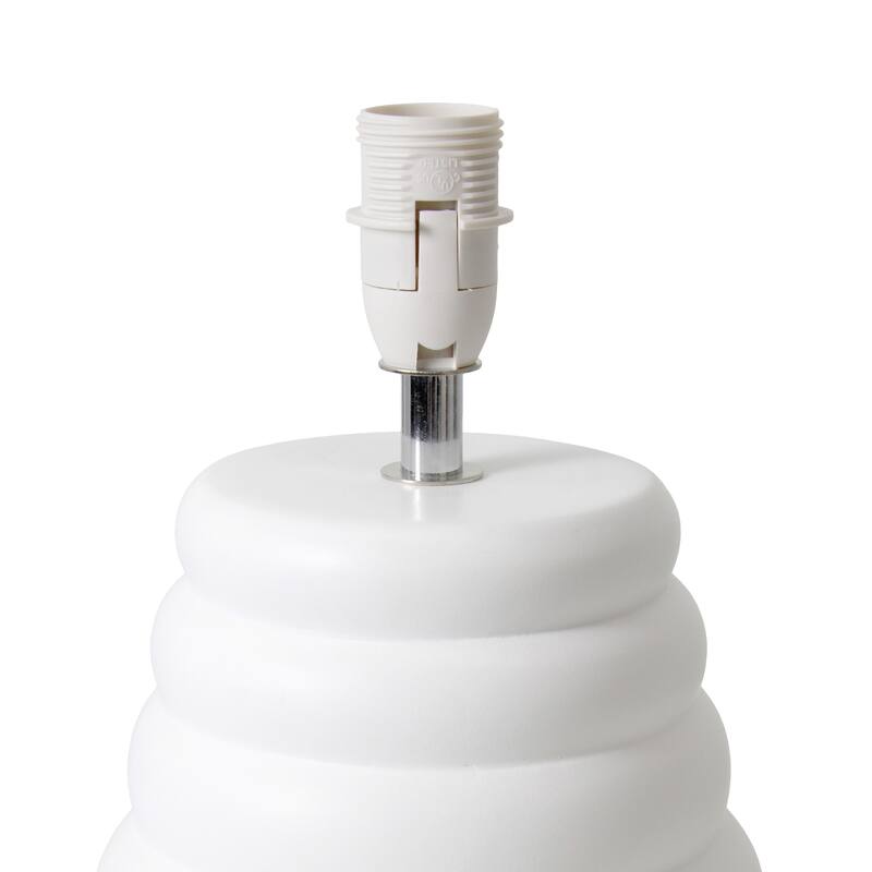 Ribbed Ceramic Table Lamp with Drum Shade - 12.75" - White