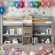 preview thumbnail 1 of 16, Modern Twin Size Kid Low Loft Bed With Two-Tier Shelves And LED Light,Sturdy Construction