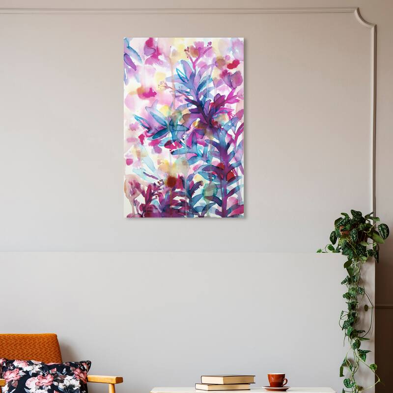 Wynwood Studio Canvas Floral and Botanical Floral Splash Pink and Modern & Contemporary Wall Art Canvas Print - 30 x 20