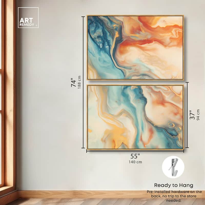Marbled Sunrise II Canvas Set of 2 by Art Remedy