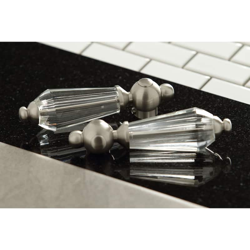 Kingston Brass Victorian High Spout Bridge Crystal-Handles Kitchen Faucet - satin nickel