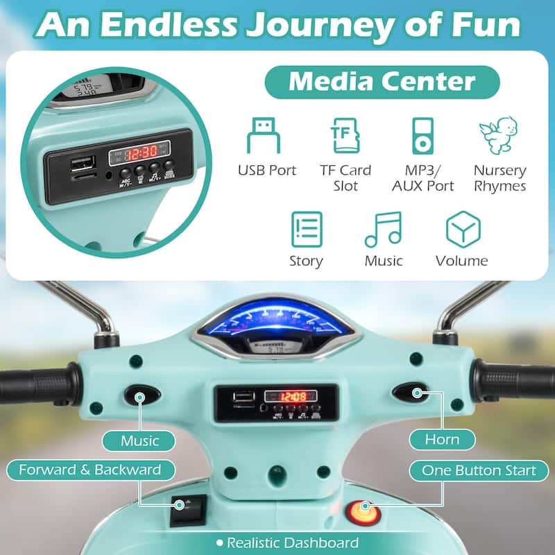 Costway Licensed VESPA 12V Kids Electric Motorcycle with Music Horn - See Details