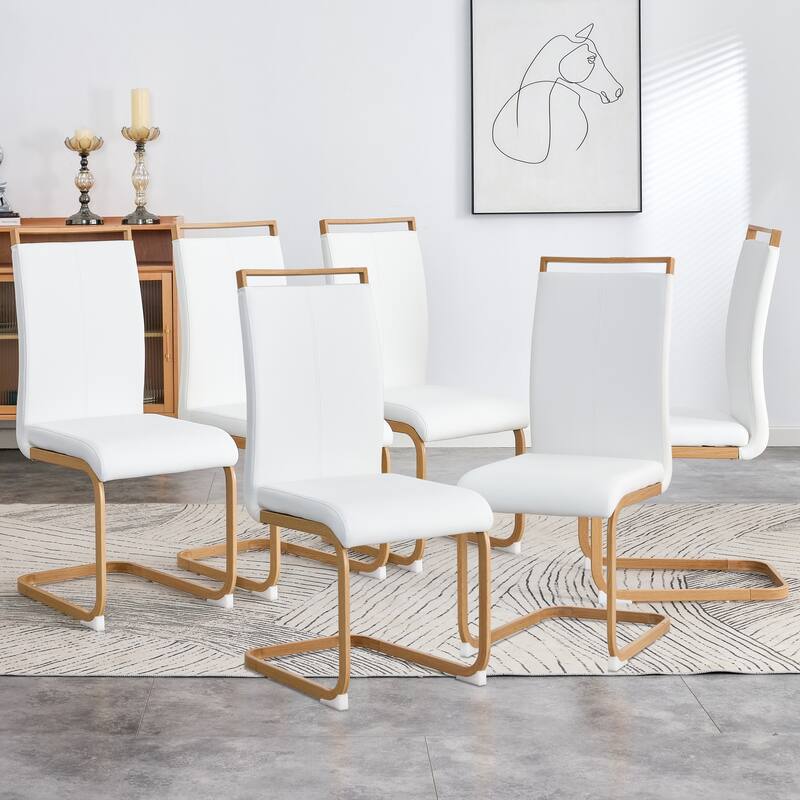 Modern Dining Chair Set of 4, High Back Upholstered Side Chair with C-Shaped Tube Metal Legs Office Chair, Club Guest Chair