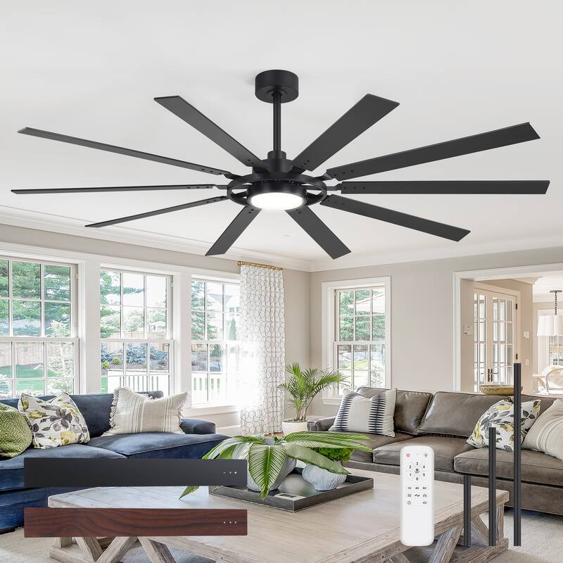 52/42/72/80-IN LED Ceiling Fan with Light Kit and Remote(5/10/12-Blade)