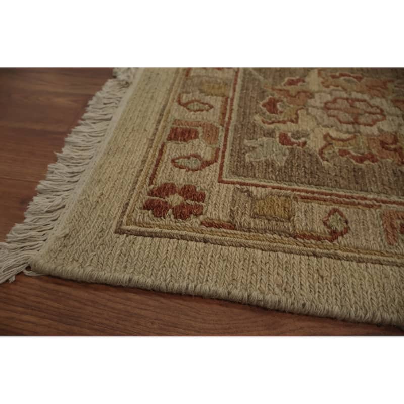 Hand Knotted Oriental 100% Wool Carpet Transitional All-Over Beige & Ivories Oushak Area Rug - 11' 10'' X 8' 9''