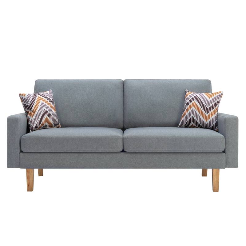 Linen Sofa and 2 Chairs with 2 Throw Pillows