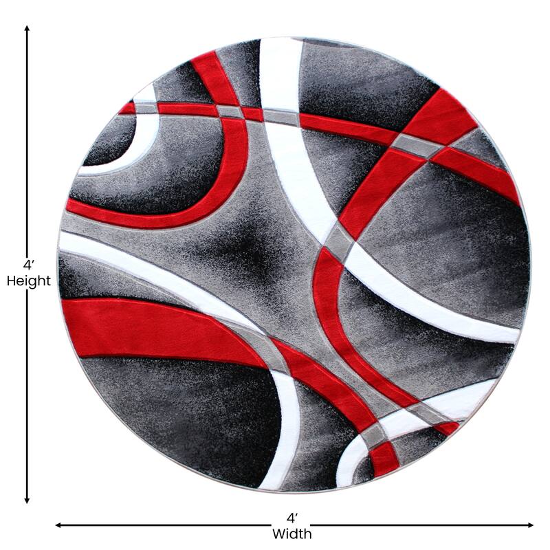 Modern Ribboned Design High-Low Pile Abstract Area Rug