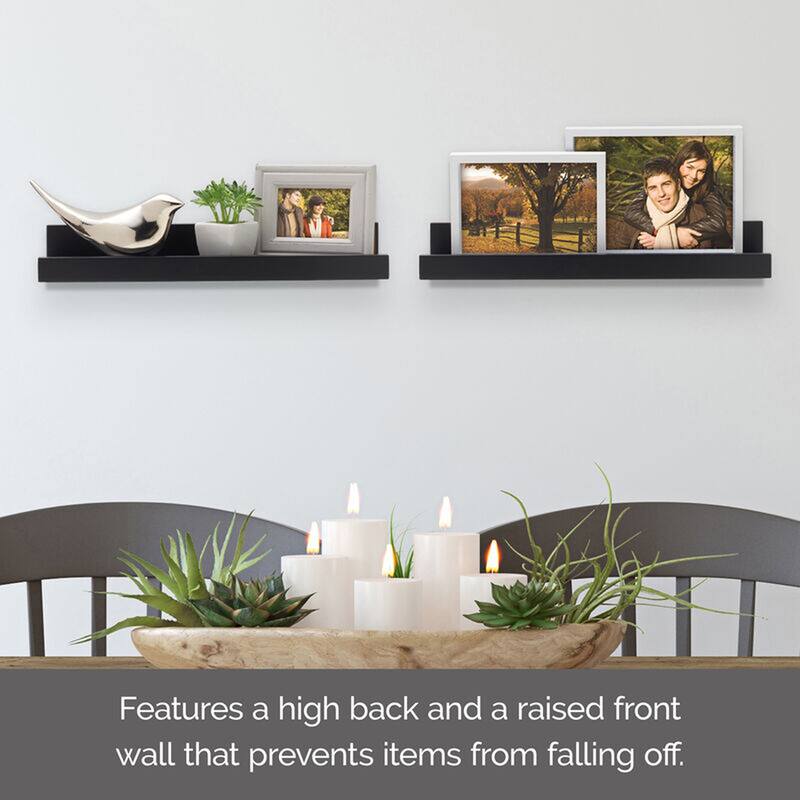 Melannco Set of 2 Black Floating Photo Ledges, 14 Inch