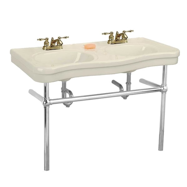 Double Deluxe Biscuit Bathroom Console Sink With Metal Legs Double Deluxe Biscuit Bathroom Console Sink With Metal Legs Belle Epoque
