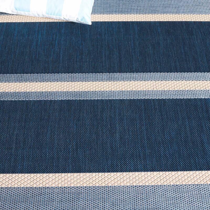SAFAVIEH Courtyard Babet Transitional Rug - Navy Blue/Beige - 5'1" x 7'6"