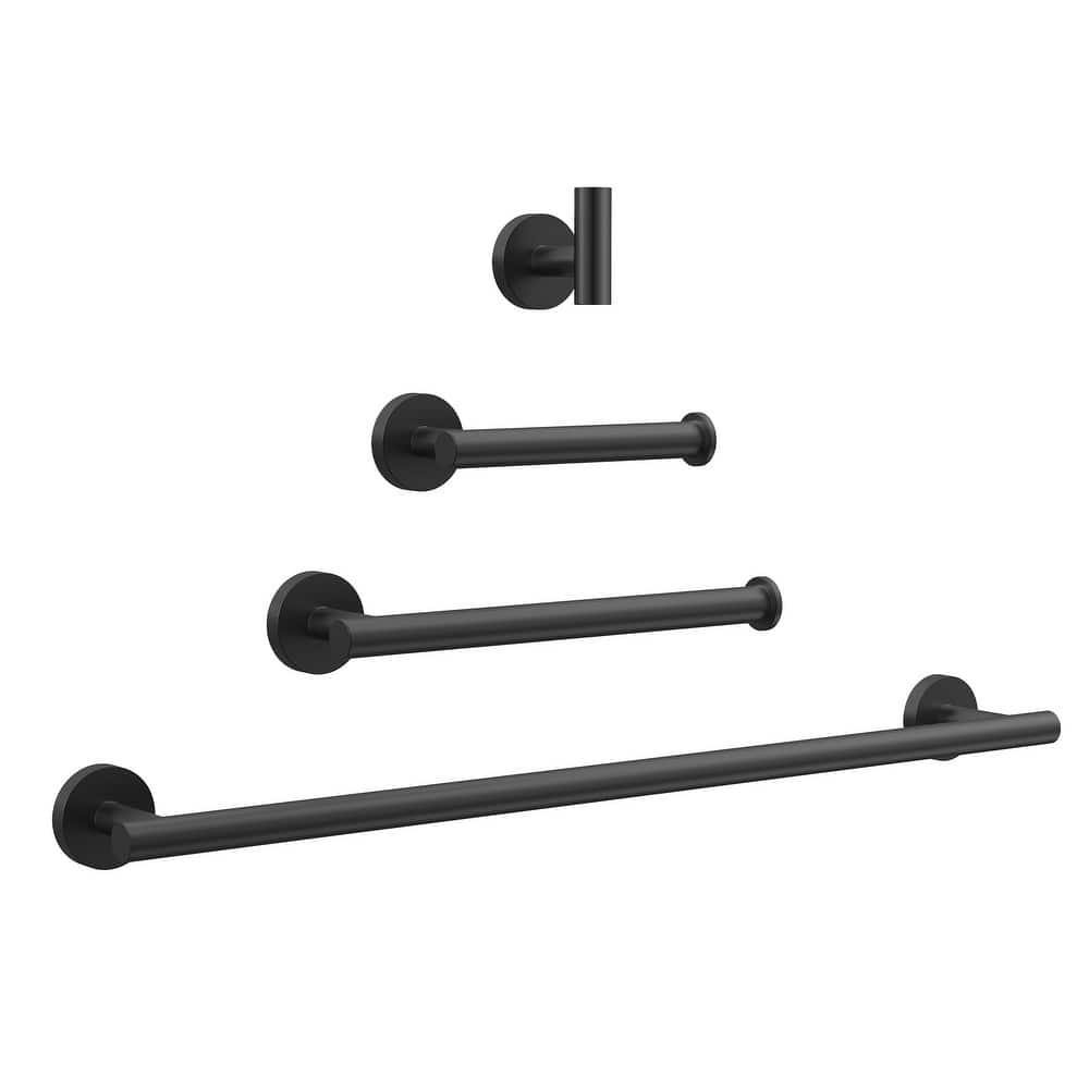 GRANDJOY 4‑Piece Bathroom Hardware Set, 304 Stainless Steel Towel Bar, Towel Ring, Toilet Paper Holder and Robe Hook