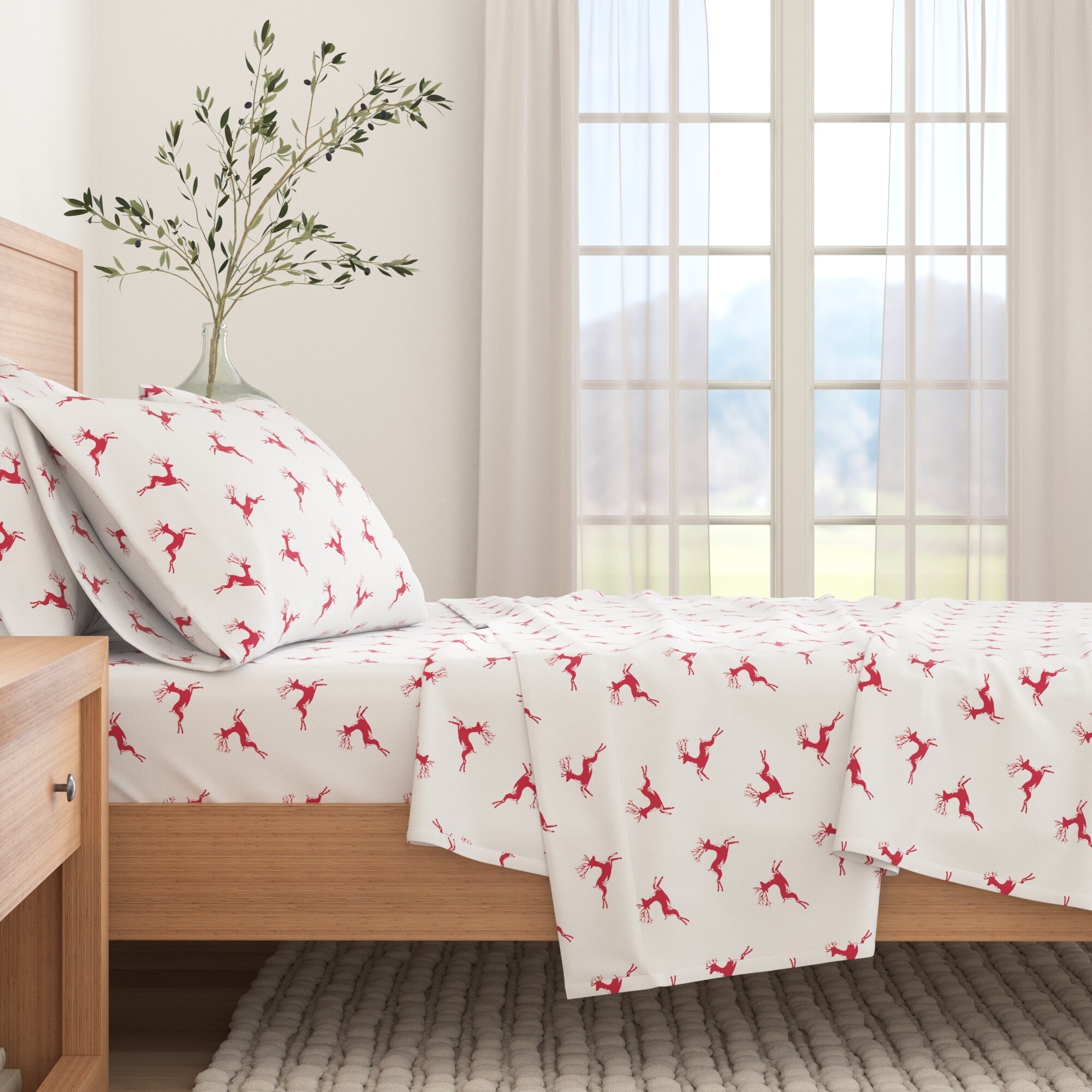 Linery & Co. Christmas Turkish Cotton Double-Brushed Flannel Bed Sheet Set