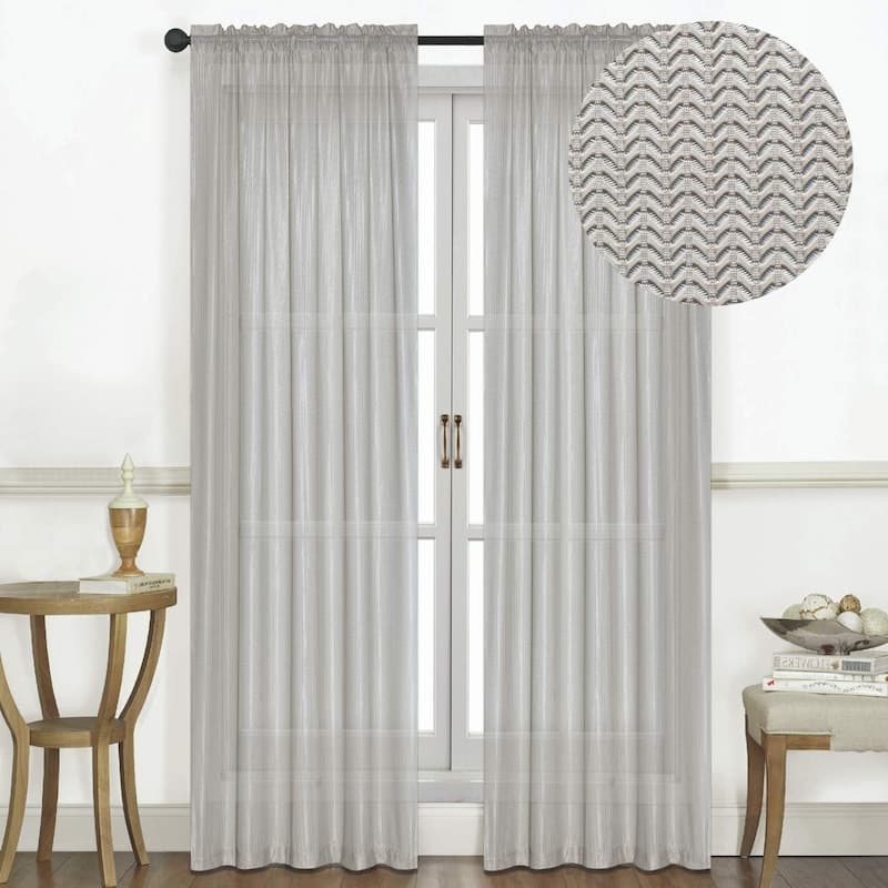 Raleigh Curtain Panel Rod Pocket 3D Textured Jacquard 54" x 90" Single Panel - 54"x90" - Beige