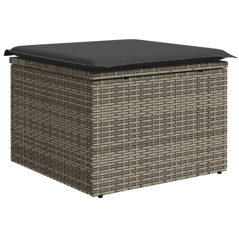 vidaXL Patio Stool with Cushion Ottoman Outdoor Seating Cube Seat Poly Rattan - 21.7 x 21.7 x 14.6