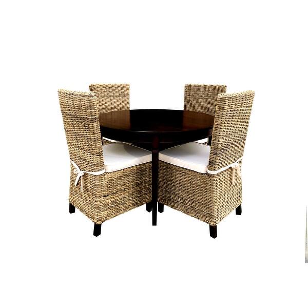 Copta Round Table Capital Round Dining 5pc Set w/ Rattan Chairs - Bed Bath & Beyond ...