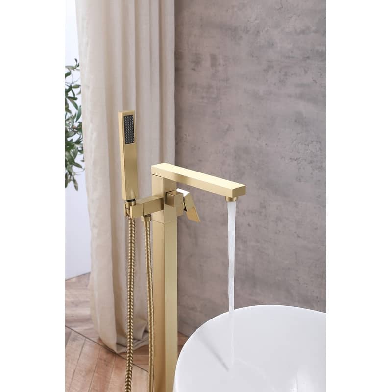 Indigo Home Floor Mounted Roman Tub Faucet with Handshower