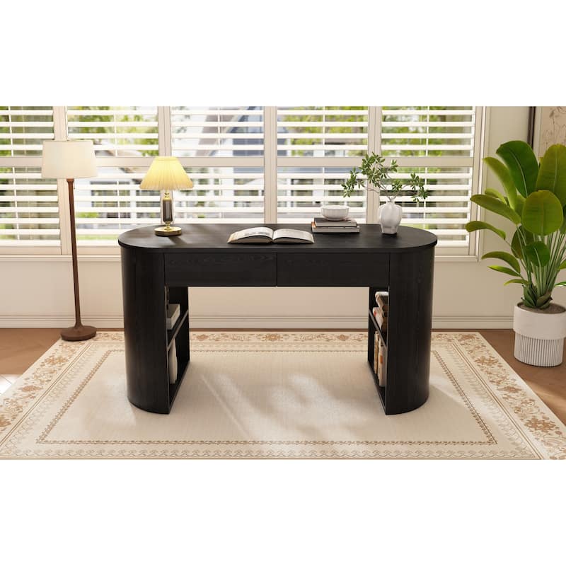 Christopher Knight Home - Quinnie Modern MDF Storage Writing Desk with Drawers and Open Shelves