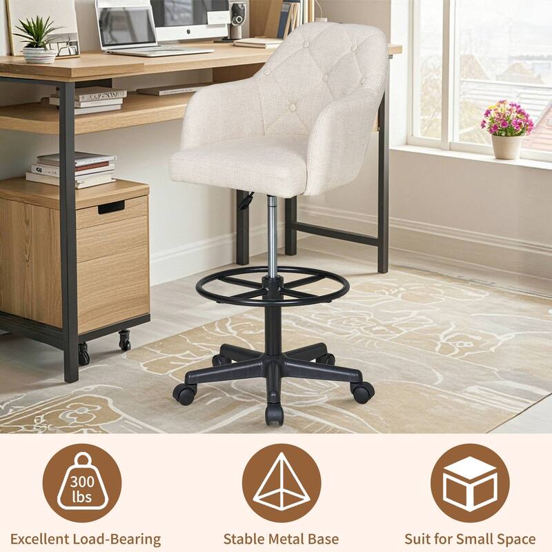VECELO Swivel Wingback Tilting Task Chair with Tufted Naihead Trim Home Office Chairs Drafting Chairs(Set of 2)
