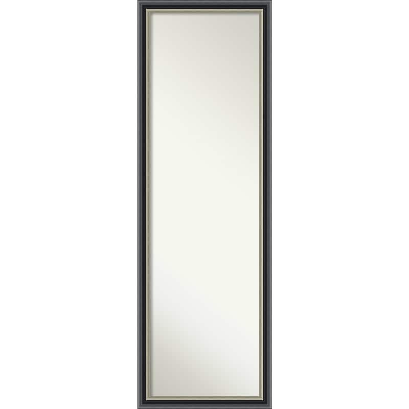 Theo Black Silver Non-Beveled Wood Framed Full-Length On the Door Mirror - Theo Black Silver - Glass Size 14x48