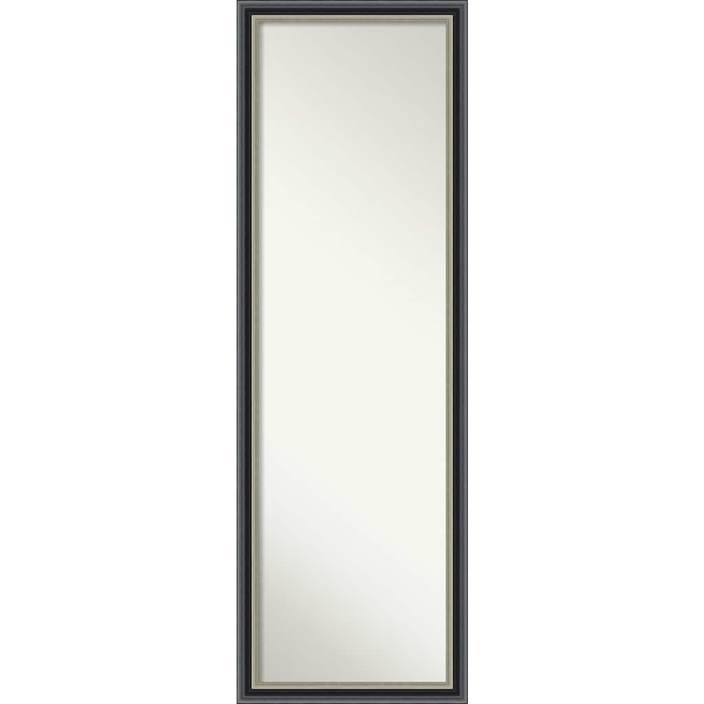 Theo Black Silver Non-Beveled Wood Framed Full-Length On the Door Mirror - Theo Black Silver - Glass Size 14x48