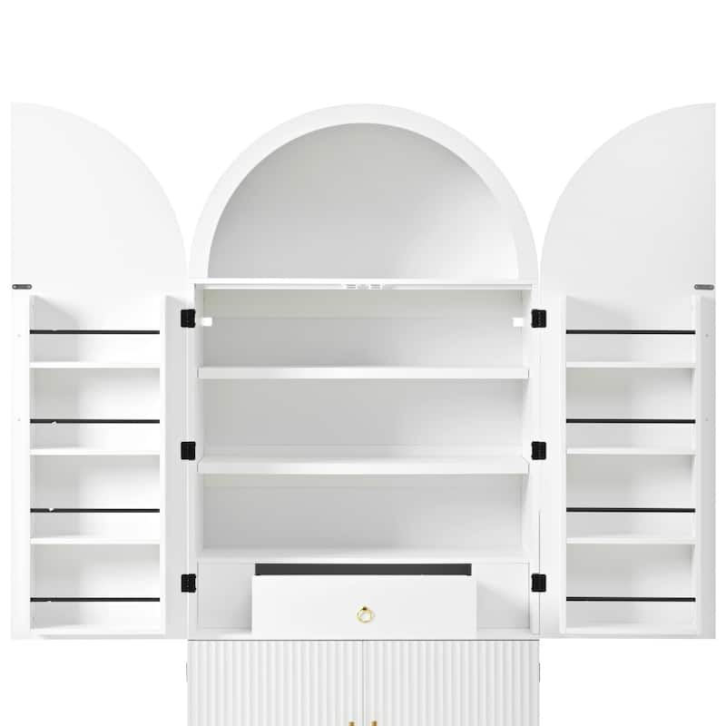 72" Arched Pantry Cabinet with 8 Shelves, Hidden Drawer for Kitchen, Dining & Bathroom