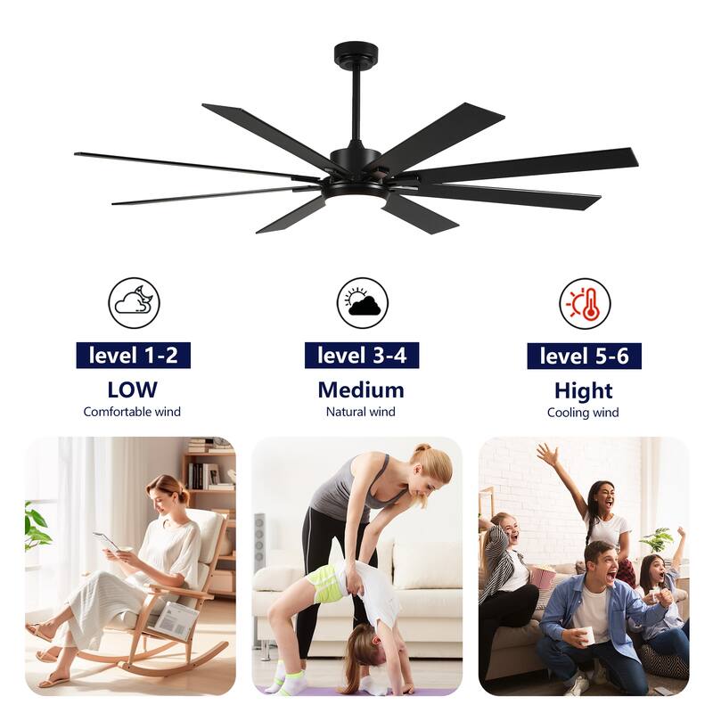 Large Size 8 pcs Blades Ceiling Fan With Dimmable LED