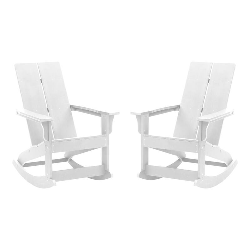 Indoor/Outdoor modern 2-Slat Adirondack Poly Resin Rockers - Set of 2