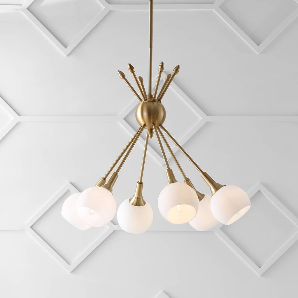 SAFAVIEH Lighting Huang Adjustable 6-Light Brass Gold Pendant - 22" W x 22" D x 18-54" H - Brass Gold - 22Wx22Dx54H