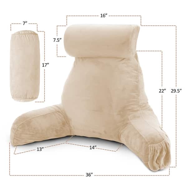 dimension image slide 26 of 62, Nestl Memory Foam Reading Pillow with Backrest, Arms and Pockets