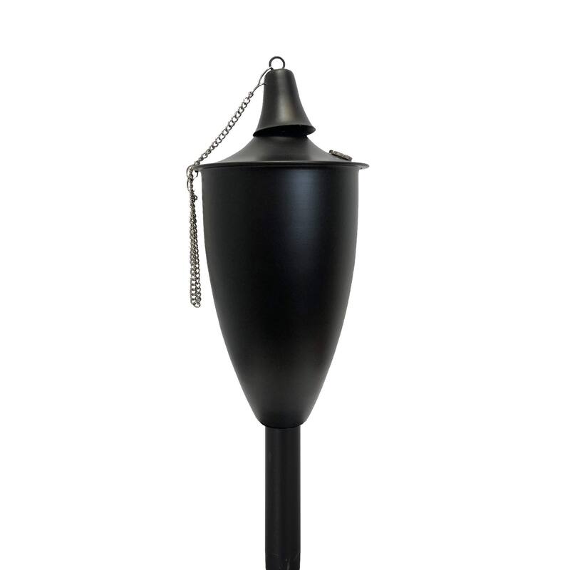 Large Elegant Tiki Torch - Smooth Black - 1 Pack