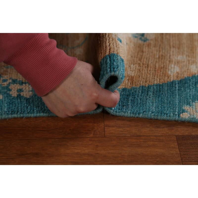 Hand Knotted Oriental 100% Wool Carpet Transitional Animal Pictorial Peach Oushak Area Rug - 2' 11'' X 1' 11''